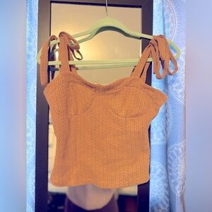 Free People Tank with Bow-tie Straps, size S, Peach color.